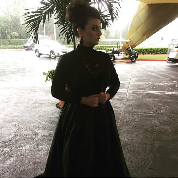 Custom Made Black Gown Overcoat Dress - Picture 7 of 8